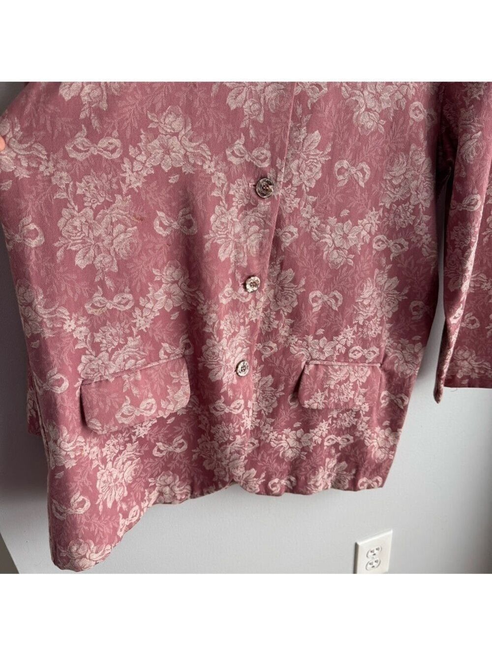 Vintage Niki Taylor Blazer + Skirt Set Sz L Pink Floral Suit Jacket Outfit Girly - Picture 4 of 16